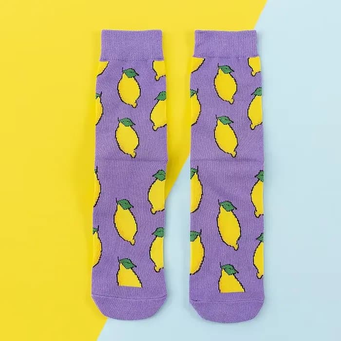 Femmes chaussettes drôle mignon dessin animé Fruits banane avocat citron oeuf Cookie beignets nourri