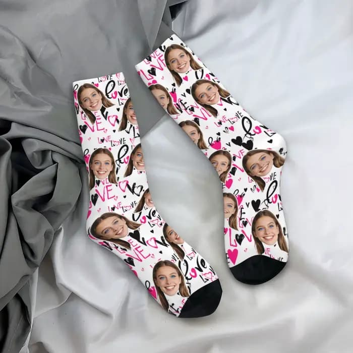 Chaussettes avatar personnalisées pour hommes et femmes, chaussettes photo personnalisées, chaussett