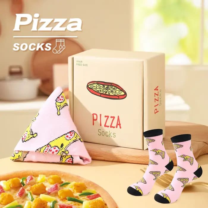 1 paire de chaussettes unisexes coupe moyenne pizza avec un roman et particulière cadeau de vacances