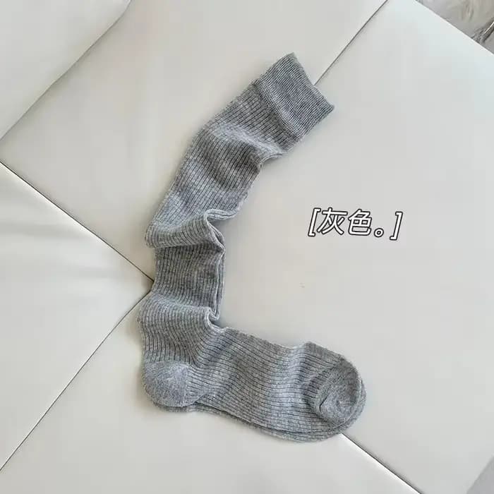 Femmes fines longues chaussettes botte solide cuisse bas maigre décontracté coton sur genou-haut moe