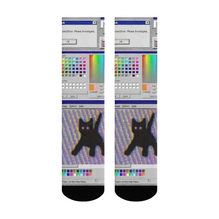 Cyber Chaussettes pour hommes imprimées avec motif fenêtre pop-up de panne de système informatiq
