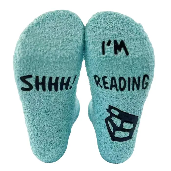 1 paire de chaussettes de sol sur le thème du livre - "Shh! Je lisends" Chaussettes design, parfaite