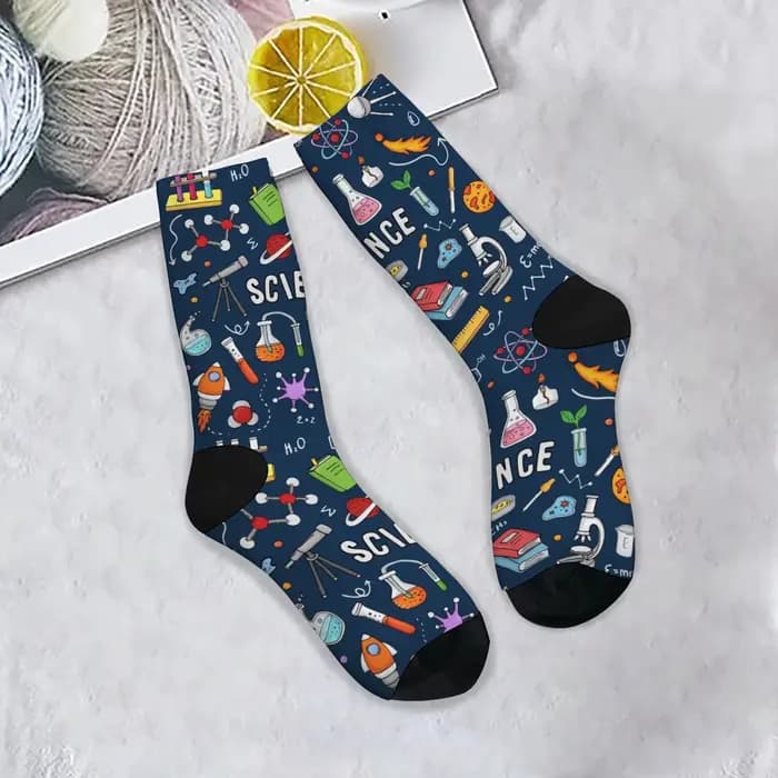 1 paire toutes saisons randonnée heureux hommes équipage chaussettes incroyable Science hiver chauss