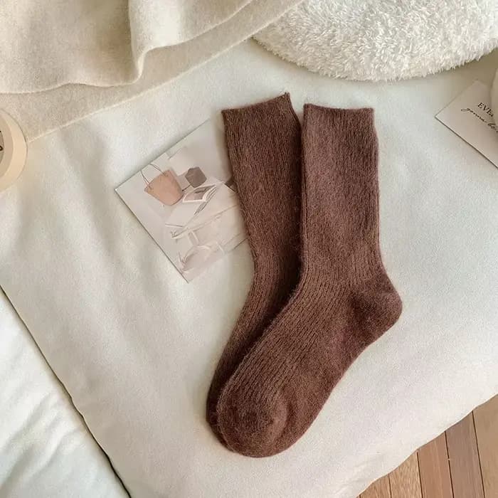 Femmes laine chaussettes chaud hiver épais cachemire flou décontracté couleur unie confortable maiso