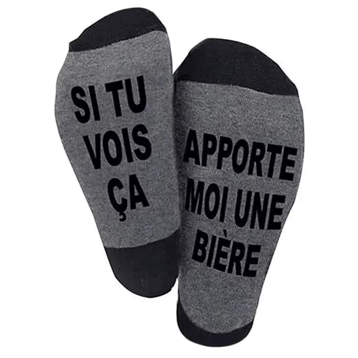 Chaussettes drôles avec dicton vous pouvez lire ceci, apportez-moi des lettres bière, cadeaux bonnet