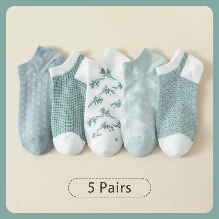 5 paires de chaussettes basses quatre saisons pour femmes, taille unique, à carreaux frais, douces,