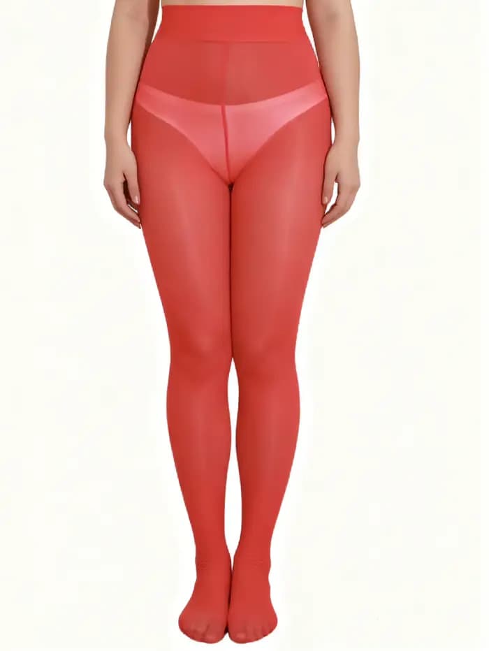 1 collant opaque rouge taille haute pour femme, grande taille, lingerie sexy pour tenues de fête et