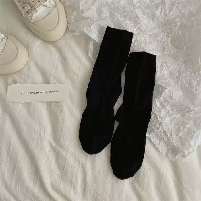 Chaussettes pour femmes en soie glacée, fines, en maille, mi-mollet, douces, respirantes, couleur un