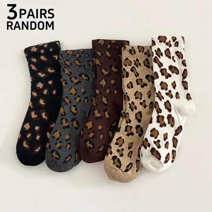 Chaussettes Mocha Crew pour femmes, imprimé léopard, chaudes et confortables, couleur unie, ceinture