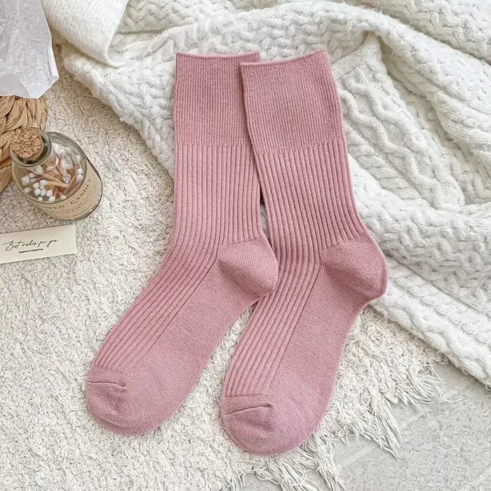Chaussettes pour femmes Style coréen nouveau rayé Simple longues chaussettes couleur unie basique dé