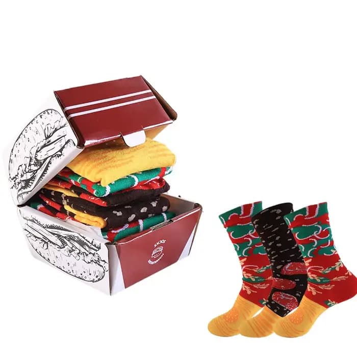 Deux paires de chaussettes colorées à motifs de hamburgers pour hommes et femmes, pour la veille d'H