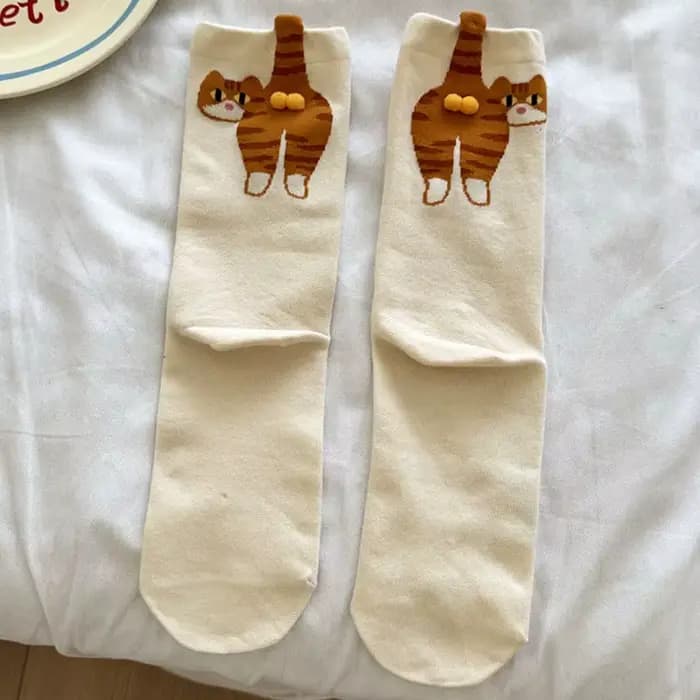 Dessin animé mignon chat chaussettes créatif décontracté 3D mi chaussettes Weat Anti odeur respirant