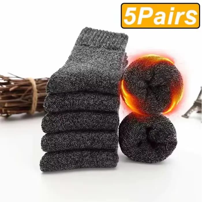 5 paires de chaussettes chaudes d'hiver pour hommes et femmes, chaussettes solides Super plus épaiss