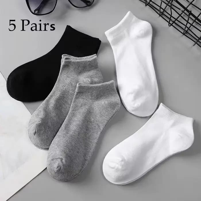 5 paires Mens Chaussettes Bateau Noir D'affaires Solide Couleur Respirant Confortable Haute Qualité