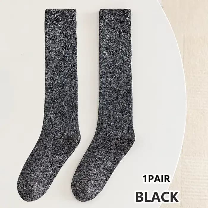 YANBIGUO 1/5 paires femmes nouveauté paillettes brillant mollet chaussettes brillant métallique déco