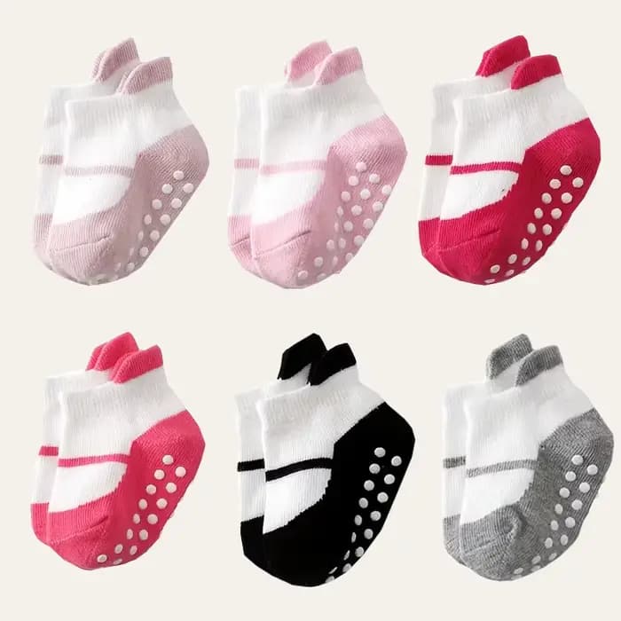 6 paires de chaussettes adhésives antidérapantes pour enfants