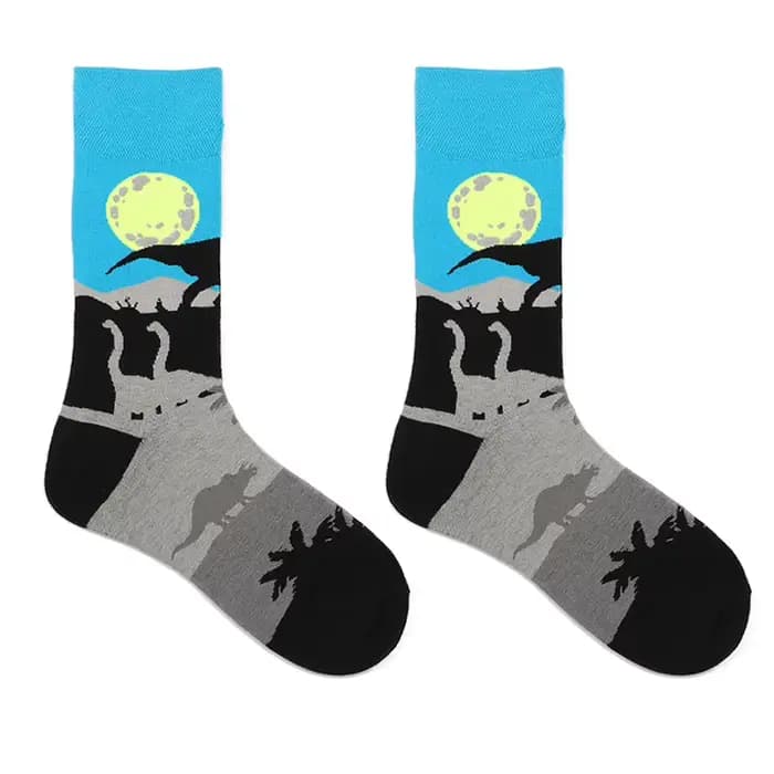 AB Cotton Causal Fashion【1 paire】 Chaussettes amusantes pour hommes, motif animaux dinosaures, chaus