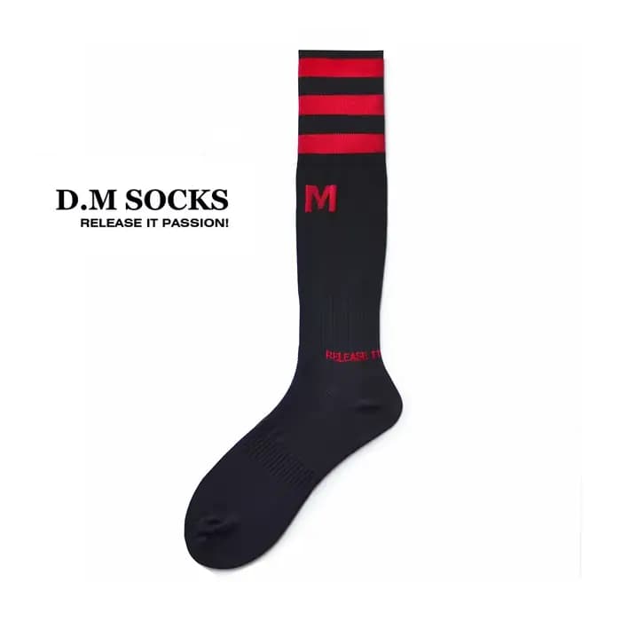 Chaussettes à tube haut à rayures à trois barres pour hommes, bas de sport confortables, football, b