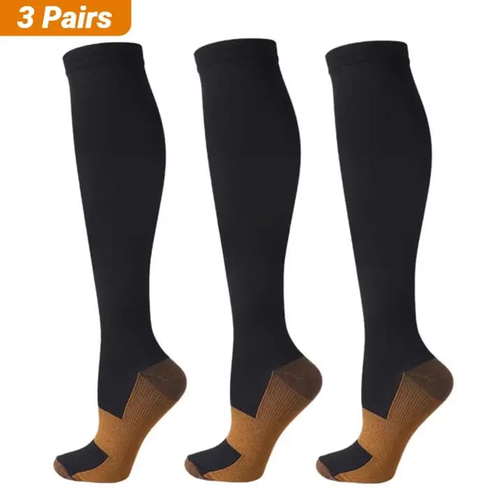 3 paires de chaussettes de compression pour femmes et hommes, anti-fatigue, soulagement de la douleu