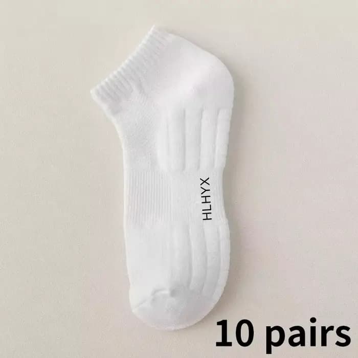 10 paires de chaussettes HLHYX pour hommes, en coton, déodorantes, avec fond en tissu éponge, mi-hau