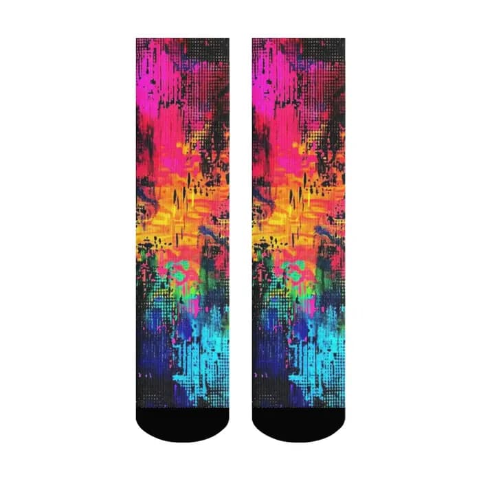 Chaussettes pour hommes Cyberpunk à effet encre éclaboussée, style graffiti, streetwear, hip-hop, ré