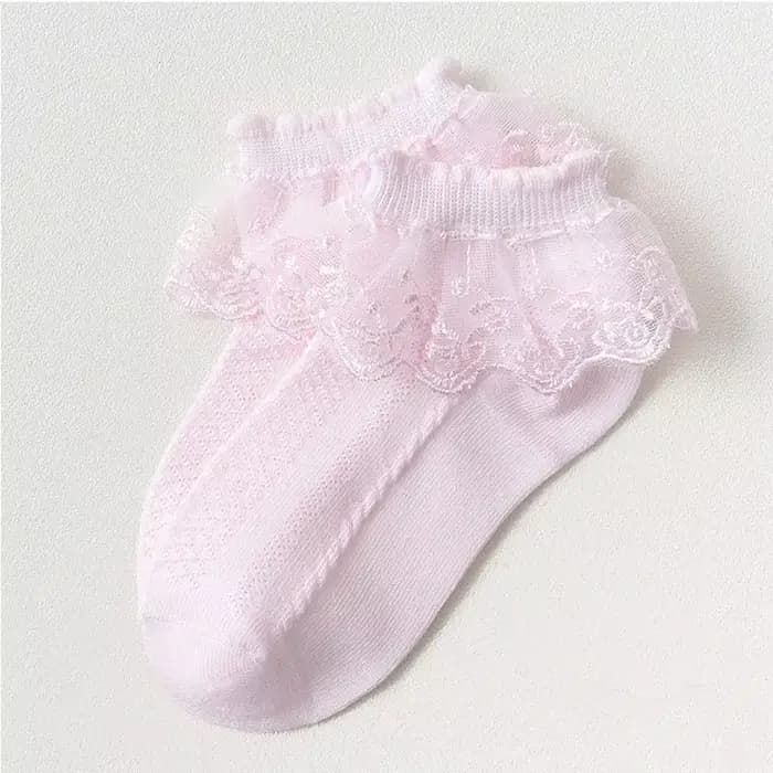 Chaussettes Courtes en Coton et Dentelle pour Petite Fille, à Volants, en Maille, de Princesse, Blan