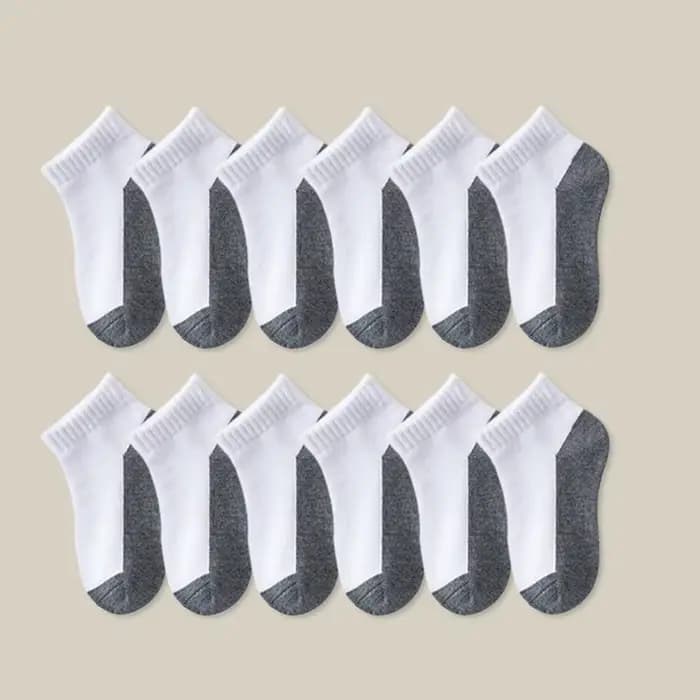 12 paires de chaussettes courtes basique pour enfants - design blanc et gris, respirantes - adaptées