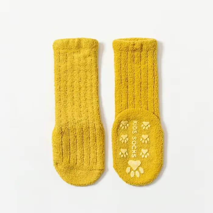 Chaussettes de neige super chaudes pour enfants, chaussettes de sol d'hiver avec points en silicone