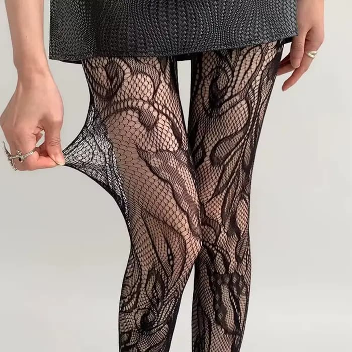 Collants Résille Vintage Français en Dentelle Florale Transparente, Doux et Sexy pour Femme, Bas Jac