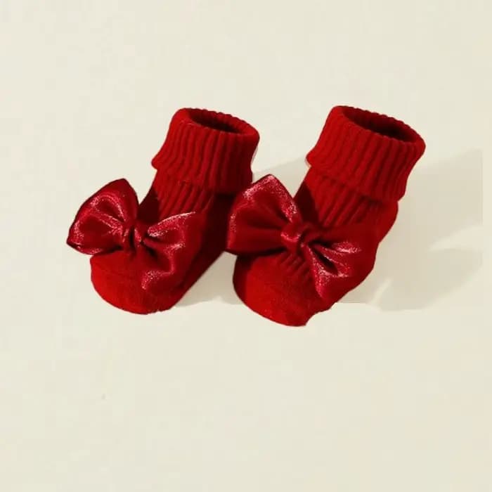 Chaussettes antidérapantes pour bébé avec de jolis nœuds – Chaussettes de ramper en coton doux pour