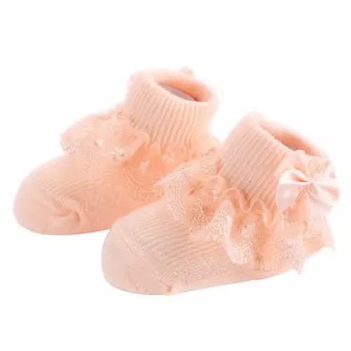 Chaussettes en coton avec nœud en dentelle pour bébé fille, style princesse mignon, accessoires pour