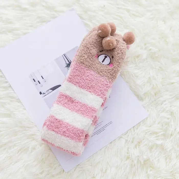 Kawaii japonais Animal imprimé genou chaussettes rayé mignon belle longue cuisse haute chaussettes h