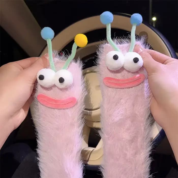 Chaussettes de sol amusantes pour filles, chaussettes de sommeil floues pour couple, chaussettes mig
