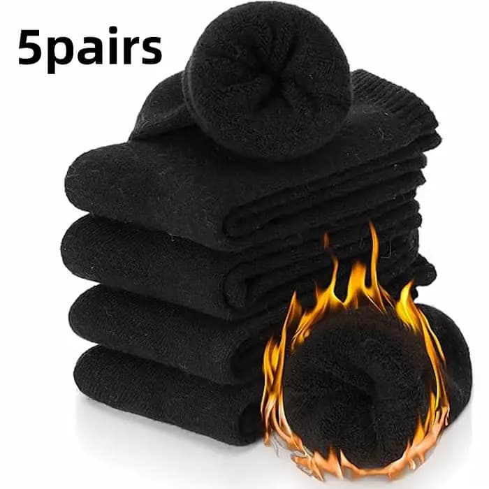 5 paires de chaussettes d'hiver noires pour hommes, épaisses et chaudes, résistantes au froid, avec
