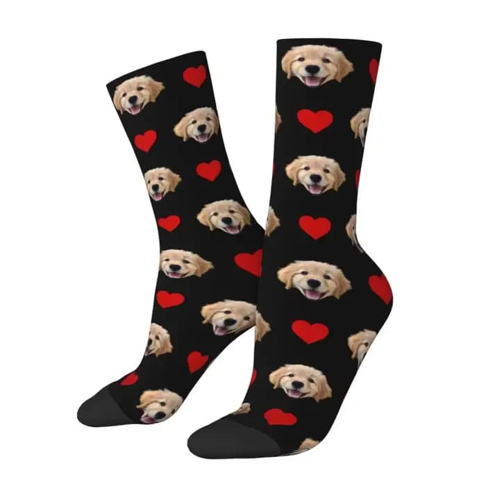 Chaussettes personnalisées avec Photo de chien, imprimé à la mode, pour femmes et hommes, extensible