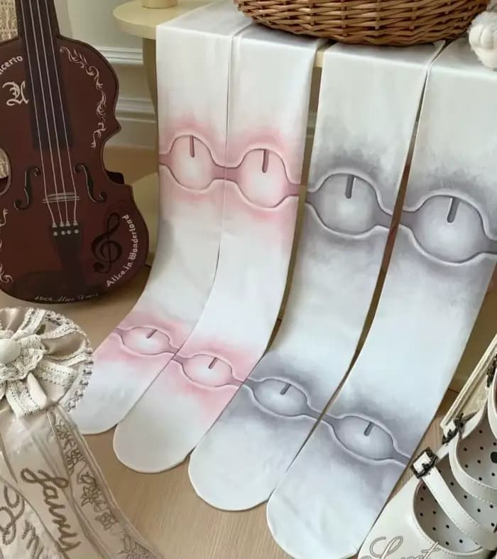 Nouvelles chaussettes japonaises Lolita pour femmes, collants gothiques en velours imprimé 80D, doux