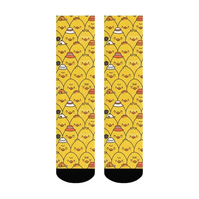 Dessin animé heureux mignon poussin chaussettes nouveauté drôle hommes chaussettes Harajuku Style co