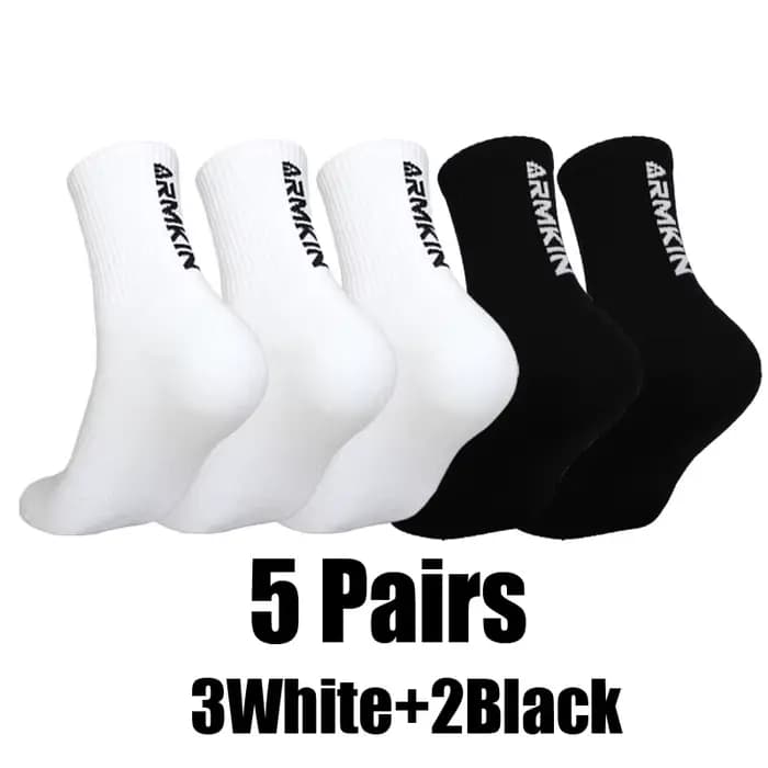 ARMKIN 5 paires hommes chaussettes couleur blanc/noir haute qualité femmes Sport chaussettes coton e