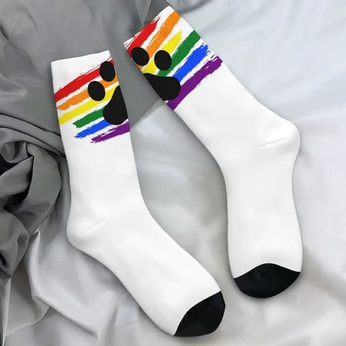 Chaussettes Gothiques Chaudes et Douces pour Homme, Motif Patte de Chiot Sombre, Antidérapantes, per
