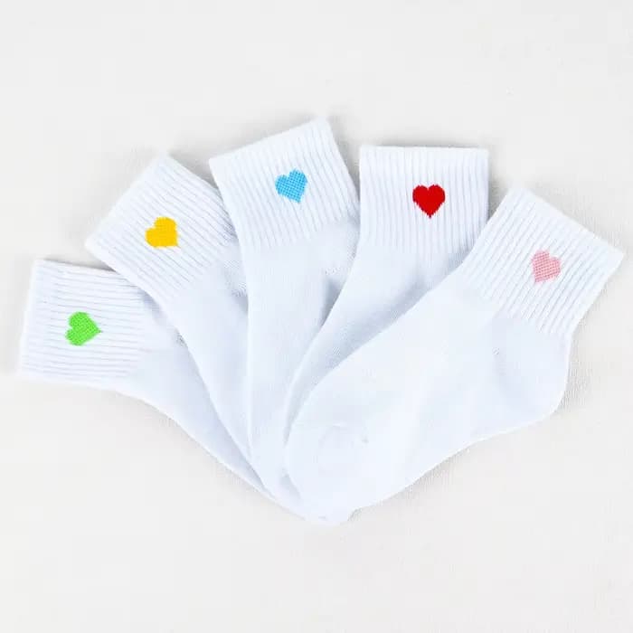 Chaussettes Blanches Confortables à Motif de Cœur pour Fille, 5 Paires