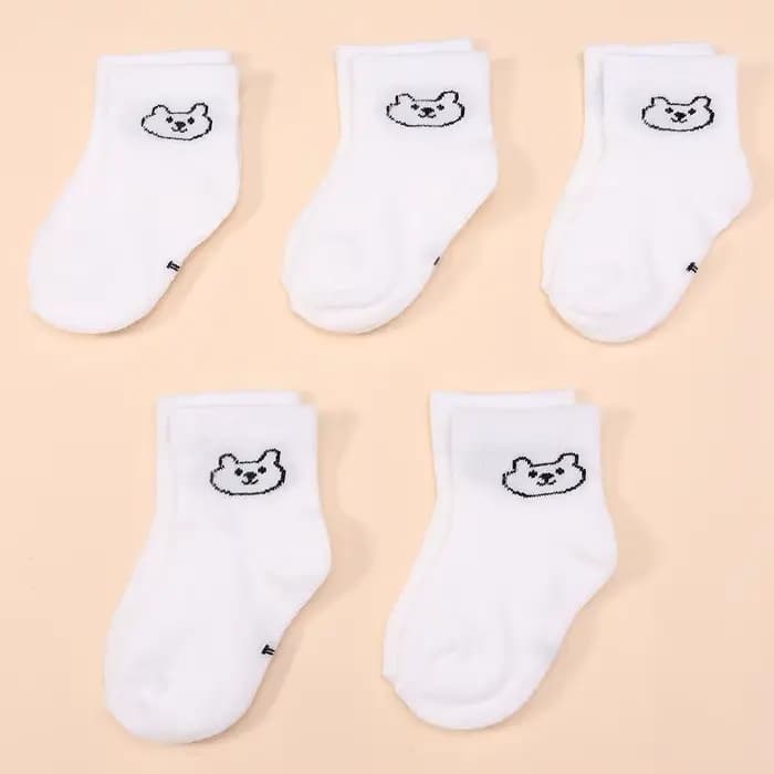 5 paires de chaussettes pour bébé, couleur unie, douces et confortables, blanches, mi-mollet, pour l