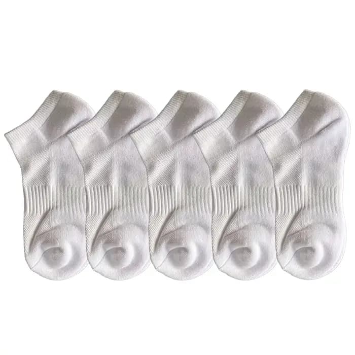 5 paires de chaussettes de sport pour hommes 100% coton, épaisses et chaudes, couleur unie noir et b