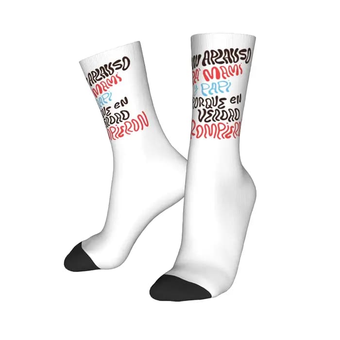 Chaussettes amusantes pour hommes et femmes, style Harajuku, Bad Bunny Un Aplauso Pa' Mami y Papi, c