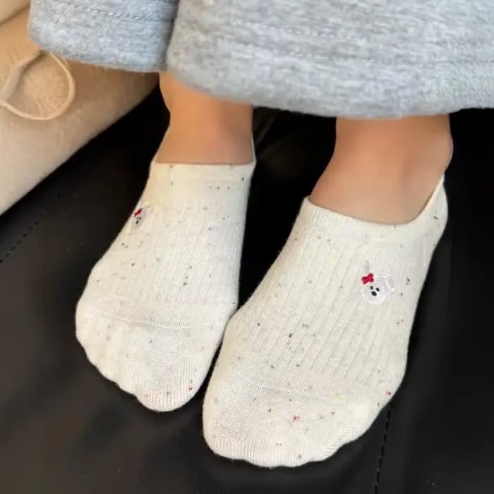 1 paire de chaussettes bateau en fil à motifs d'animaux de dessin animé pour femmes, chaussettes cou