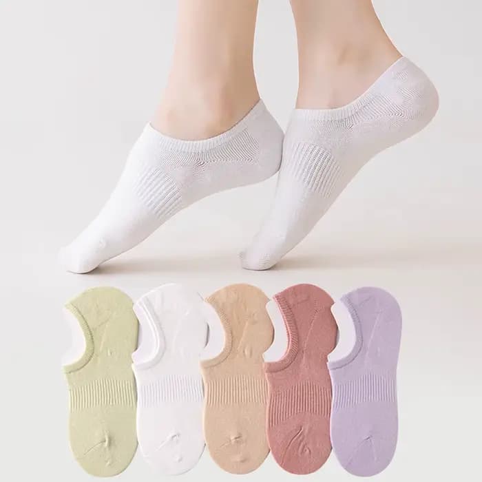 5 paires de chaussettes invisibles pour femmes, chaussettes d'été antidérapantes en silicone, chauss