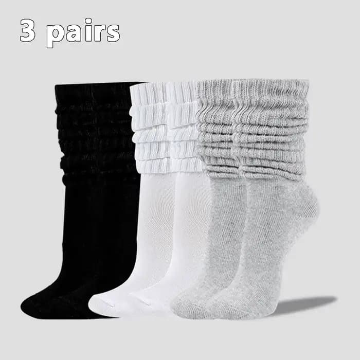 3 paires de chaussettes empilables pour femmes, à la mode, polyvalentes, blanches, couleur unie, cha