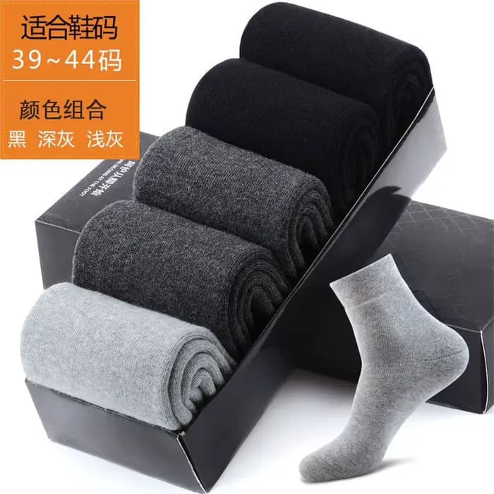 5 paires/lot chaussettes d'affaires pour hommes longs coton peigné automne hiver chaud couleur unie