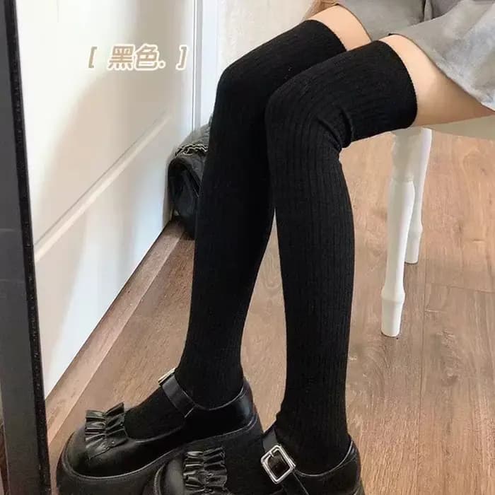 Bas hauts pour femmes, chaussettes longues à rayures verticales blanches, mode filles, bottes slim J