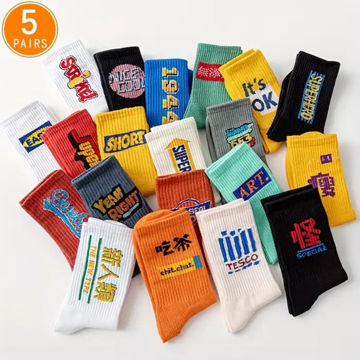 5/10/20 paires aléatoire personnalisé Graffiti Style femmes mi chaussettes à la mode haute rue Super