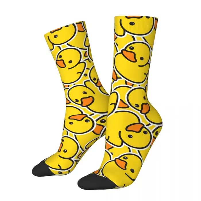 Chaussettes de canard jaune décontractées pour hommes et femmes, mignonnes chaussettes de football a